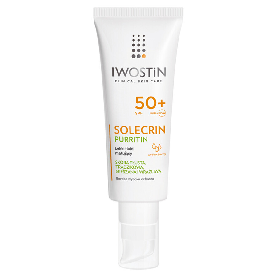 Iwostin Solecrin Purritin, fluide matifiant léger, SPF 50+, 40 ml