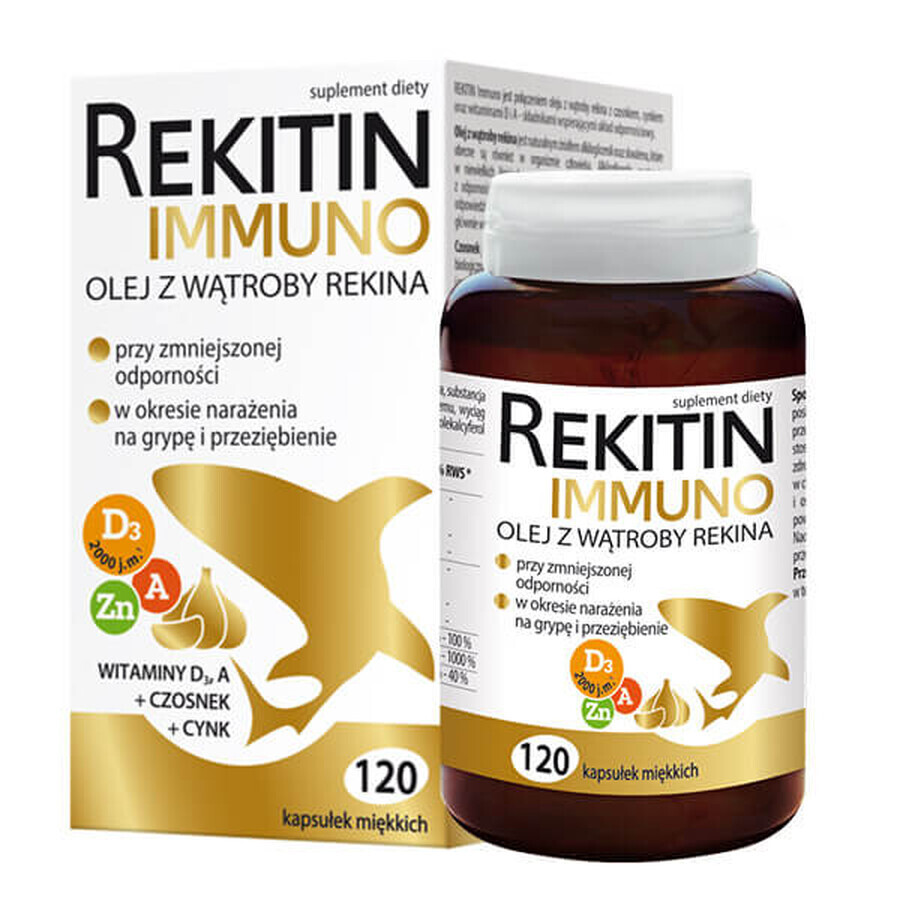 Rekitin Immuno, huile de foie de requin, 120 capsules molles