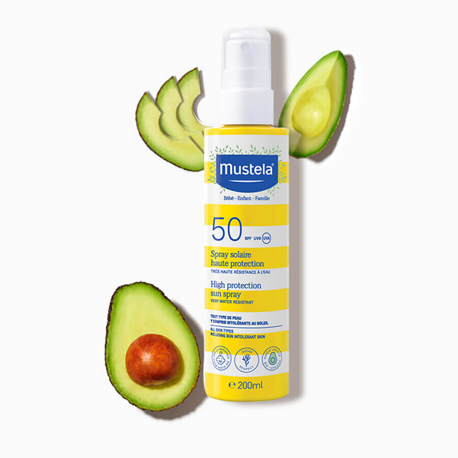 Mustela Sun Bebe Enfant-Famille, Spray de protecție solară pentru față și corp, SPF 50, 200 ml