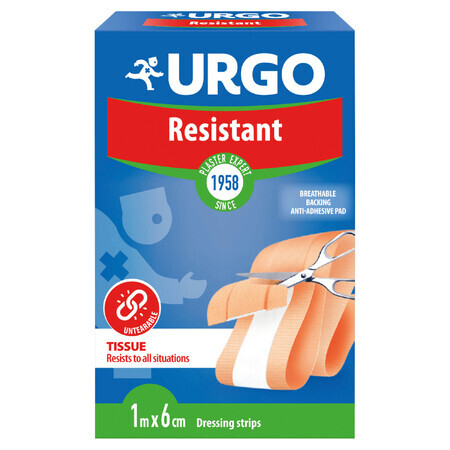 Urgo Résistant, enduit à découper antibactérien, intissé, 6 cm x 1 m, 1 pièce