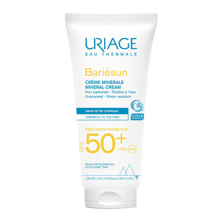 Uriage Bariesun, minerale crème voor gezicht en lichaam, overgevoelige huid, met intoleranties, SPF 50+, 100 ml