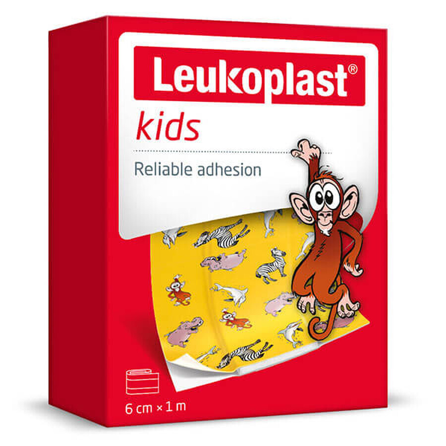Leukoplast Kids, pansements avec pansement pour enfants, imperméables, 6 cm x 1 m, 1 pièce EMBALLAGE ENDOMMAGÉ