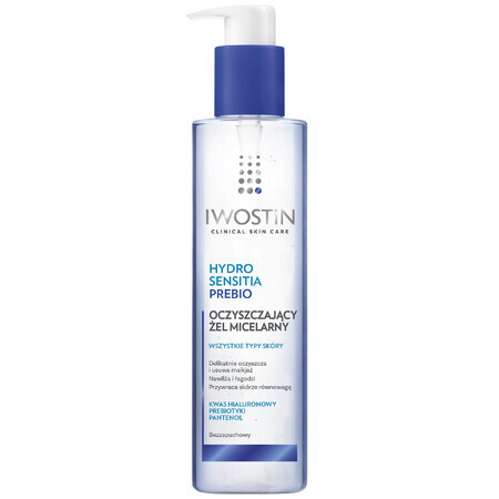 Iwostin Hydro Sensitia Prebio, gel micellaire nettoyant, tous types de peaux, 200 ml