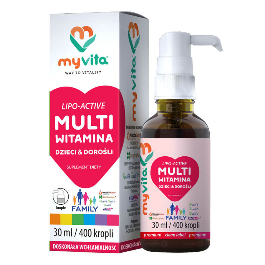 MyVita Multivitamina Family, gouttes pour enfants et adultes, 30 ml