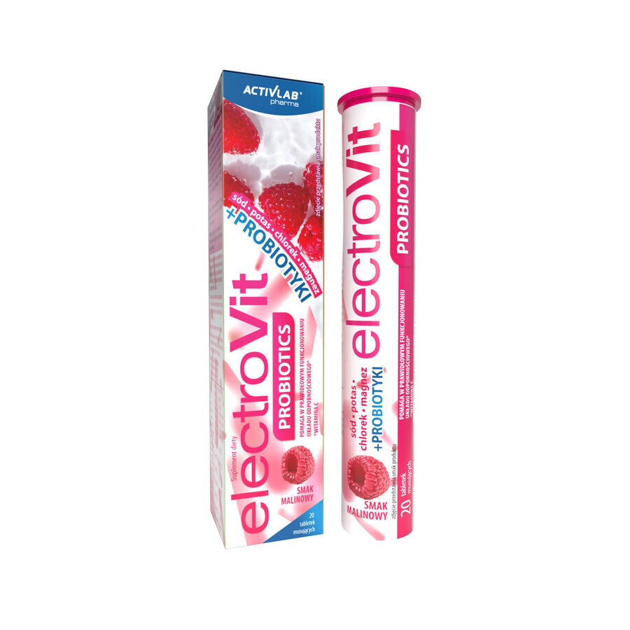 Activlab Pharma ElectroVit Probiotiques, saveur framboise, 20 comprimés effervescents