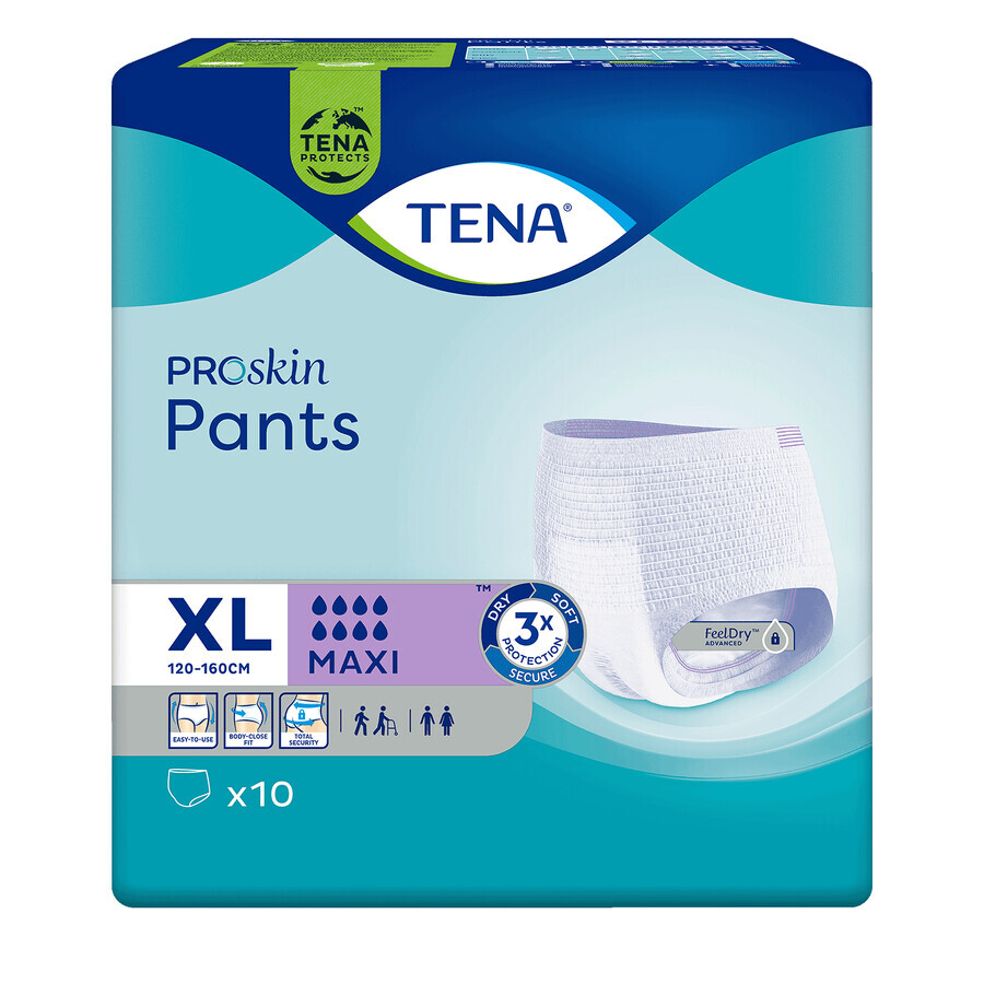 Tena Pants ProSkin, culotte absorbante, taille XL, 120-160 cm, Maxi, 10 pièces