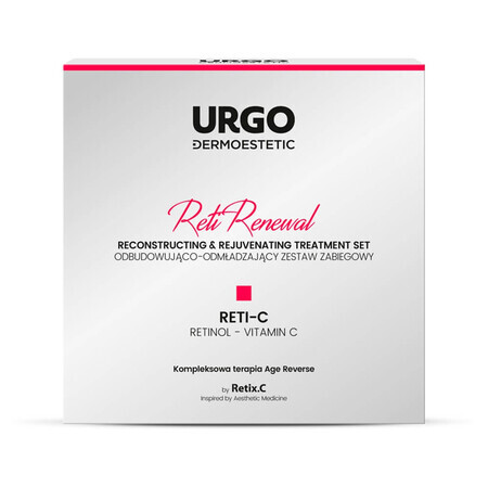 Urgo Dermoestetic Reti Renewal, herbouwende en verjongende set, activerende crème, 2 x 5 ml + gezichtsmasker, 4 x 3 ml + verzachtend en regenererend serum, 10 ml