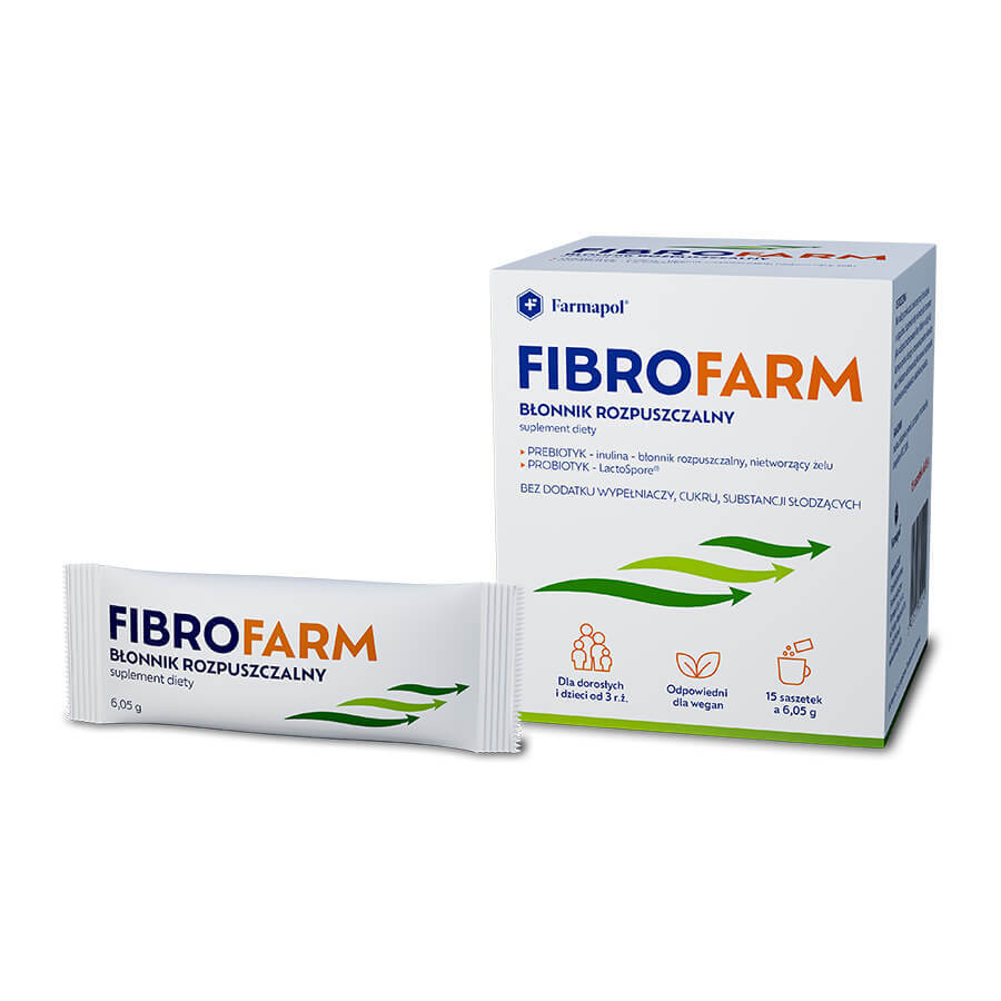 Fibrofarm Fibre Soluble, pour adultes et enfants à partir de 3 ans, 6,05 gx 15 sachets