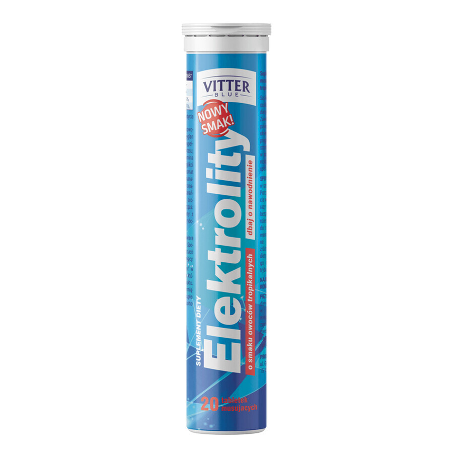 Vitter Blue Electrolytes, arôme fruits tropicaux, 20 comprimés effervescents