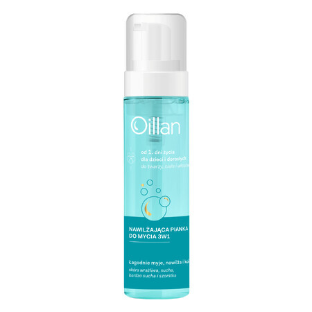 Oillan, mousse prébiotique pour laver le corps, le visage et les cheveux 3en1, 200 ml