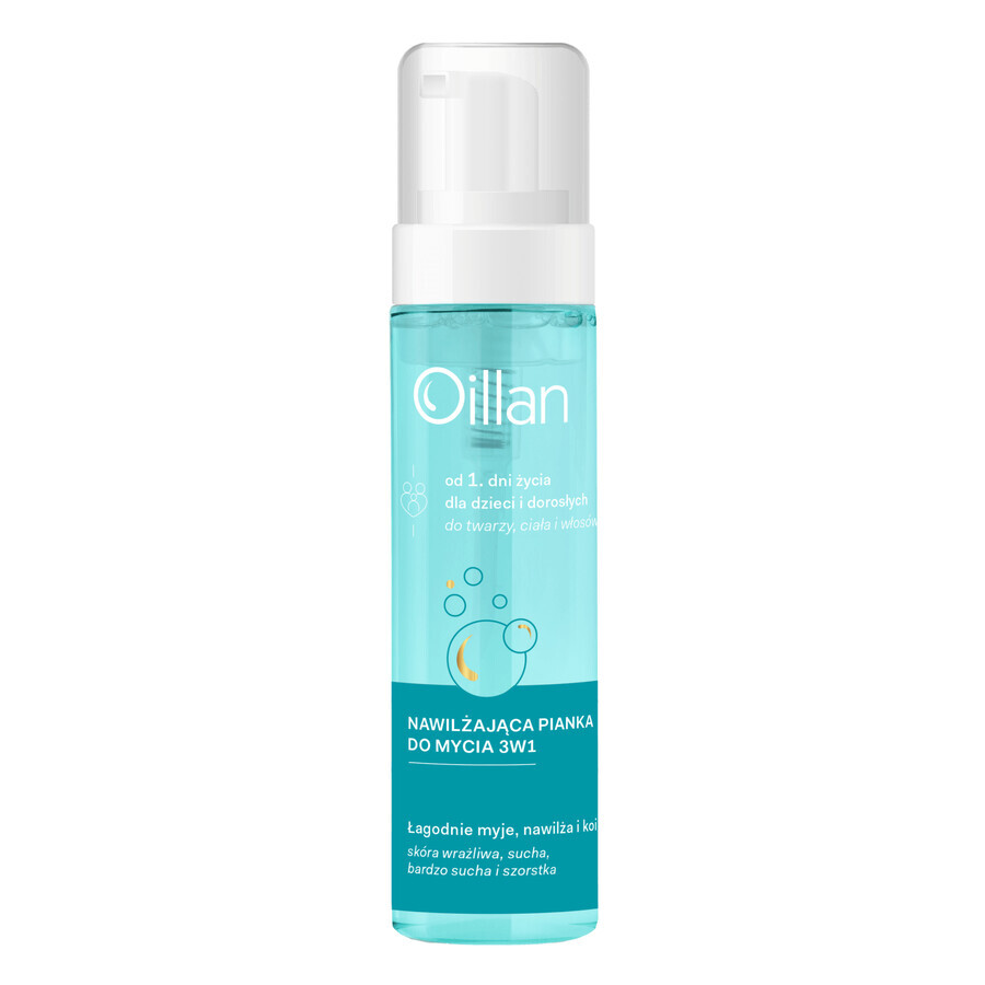 Oillan, mousse prébiotique pour laver le corps, le visage et les cheveux 3en1, 200 ml