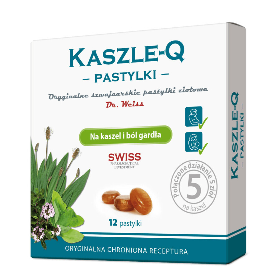 Cough-Q, pastilles contre la toux et les maux de gorge, 12 pastilles