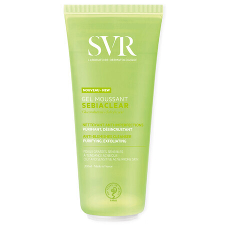 SVR Sebiaclear, cleansing foam gel, pore cleansing gel, 200 ml