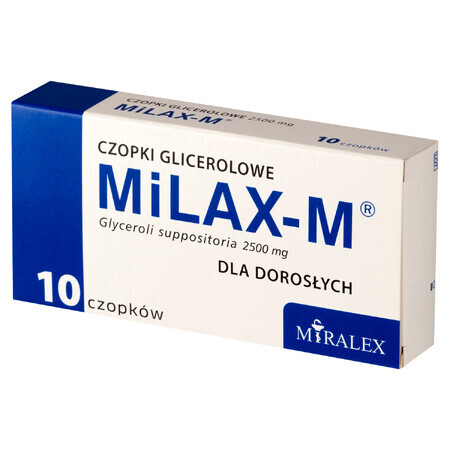 Milax-M 2500 mg, suppositoires de glycérol pour adultes, 10 pièces