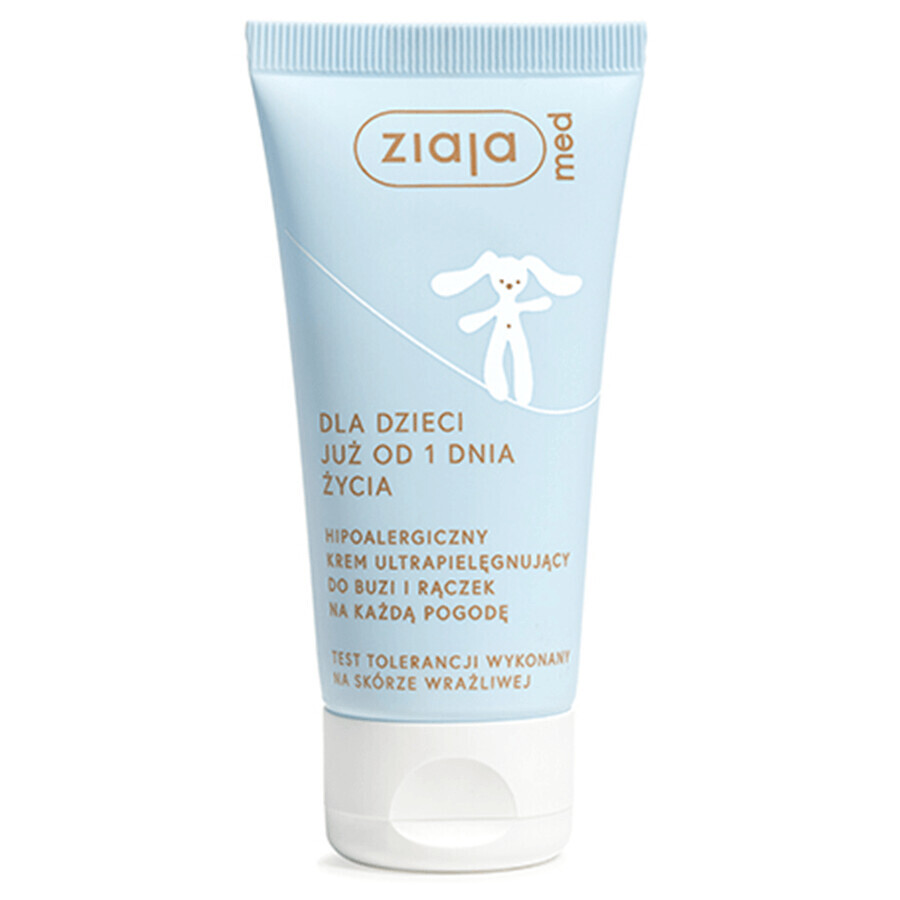 Ziaja MED Per Bambini Crema Ultra-Nutriente per Viso e Mani per Ogni Clima, 50ml