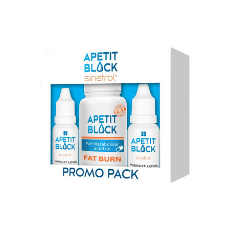 Apetit Block Package Perte de poids, 30 gélules + 2 flacons x 15 ml, Sinetrol