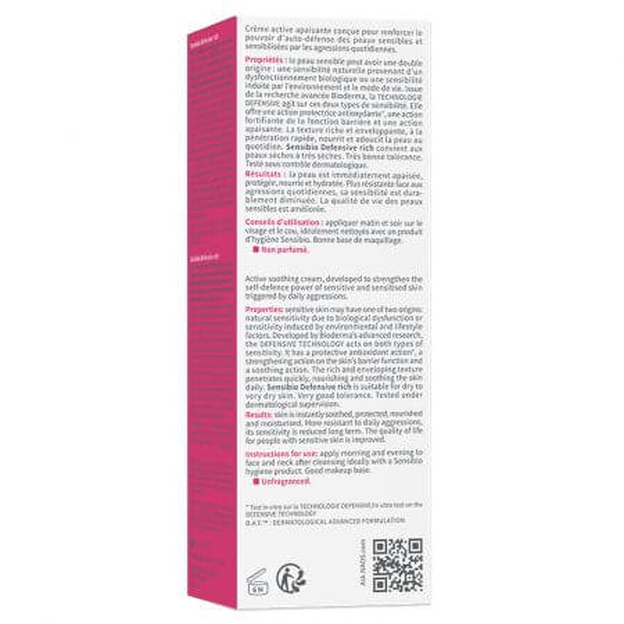 Bioderma Sensibio - Defensive Rich Crema Attiva Lenitiva Pelle Sensibile, 40ml