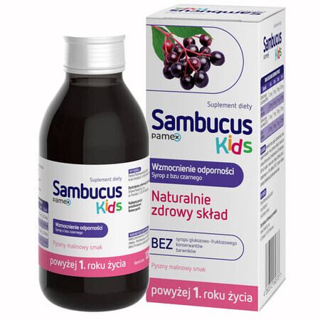 Sambucus Kids, sirop pour enfants de plus d'un an, saveur framboise, 120 ml SHORT DATE