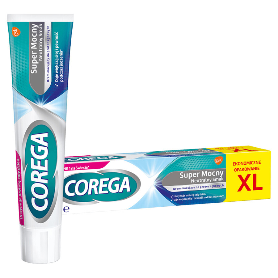 Corega Super Strong, Crème de fixation pour prothèses dentaires, neutre, 70 g EMBALLAGE CONTAMINE