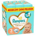 Pampers Premium Care, pañales talla 3, 6-10 kg, 200 PAQUETE DEFECTUADO