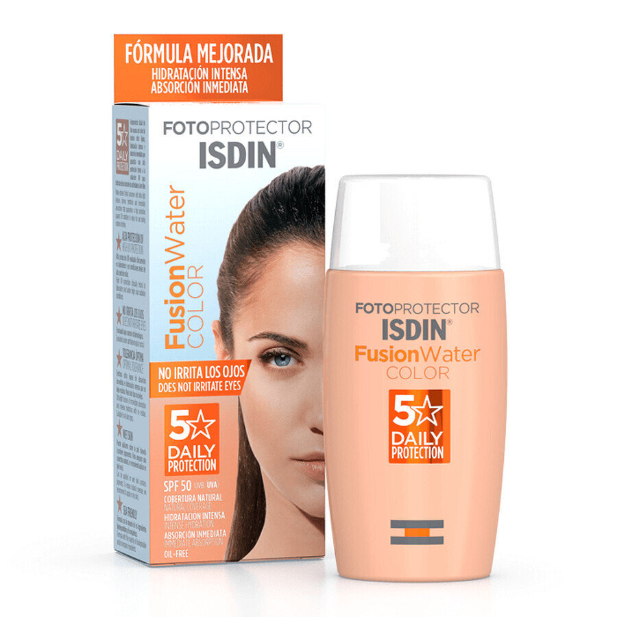 Isdin Fusion Water Color Crème solaire photoprotectrice pour le visage avec SPF 50 50 ml