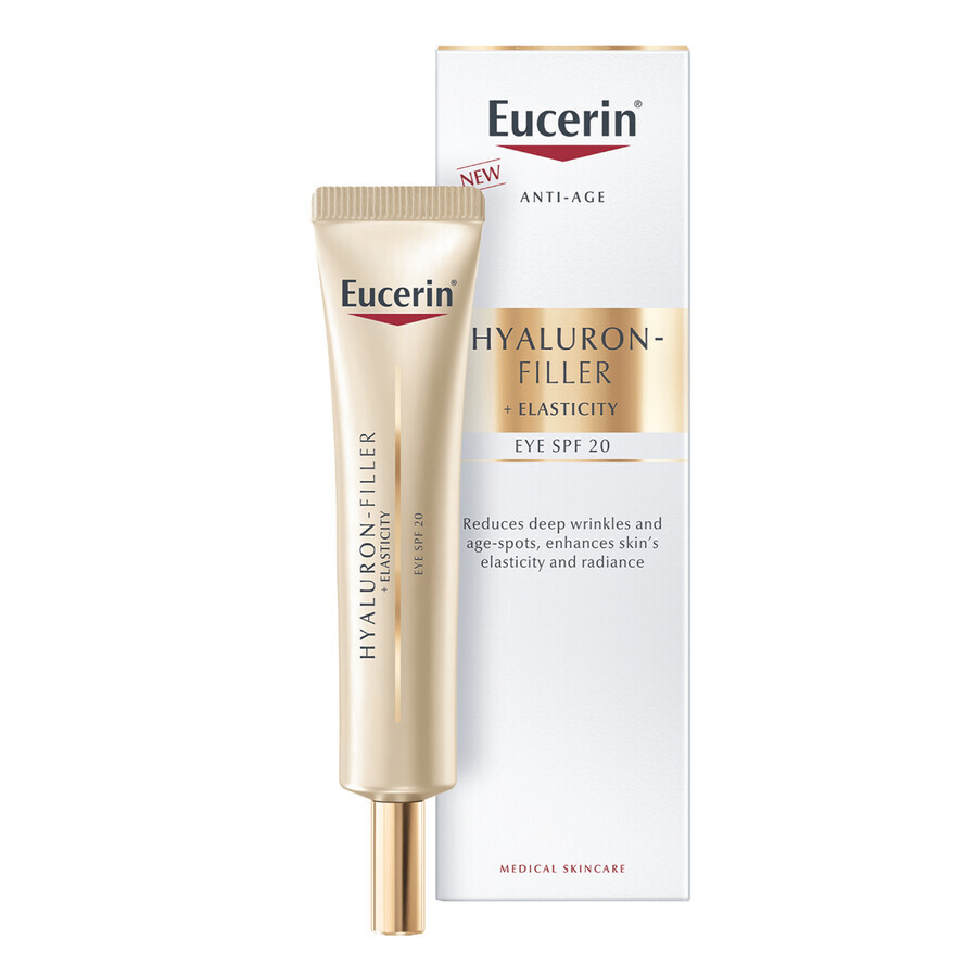 Eucerin Hyaluron Filler + Elasticity, crème anti-rides raffermissante pour les yeux, SPF 20, 15 ml