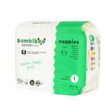 Bambiboo Cottonwear, pannolini usa e getta in cotone biologico, Newborn, taglia 1, 2-4 kg, 28 pezzi