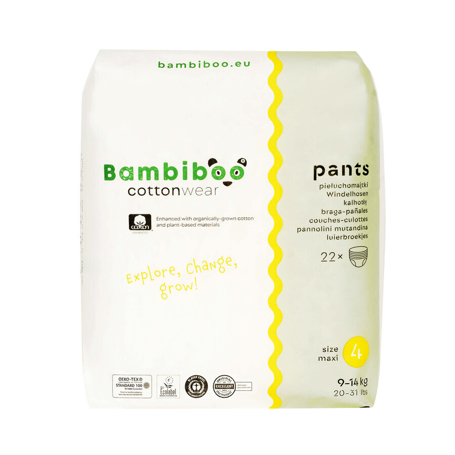 Bambiboo Cottonwear Organic Cotton Disposable Diapers Maxi Size 4 9-14kg 22 Pack