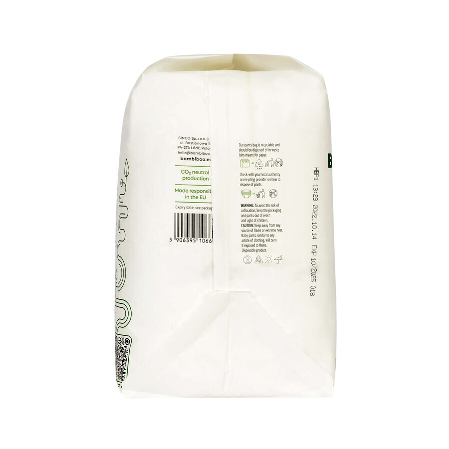 Bambiboo Cottonwear, pannolini usa e getta in cotone biologico, Junior, taglia 5, 12-17 kg, 20 pz.