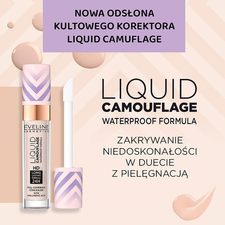 Eveline Cosmetics Liquid Camuflage, correcteur imperméable à l'acide hyaluronique, No. 05, Light Sand, 7 ml