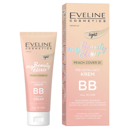 Eveline Cosmetics My Beauty Elixir, crema BB de cuidado, cubierta de melocotón n.º 01 ligera, 30 ml