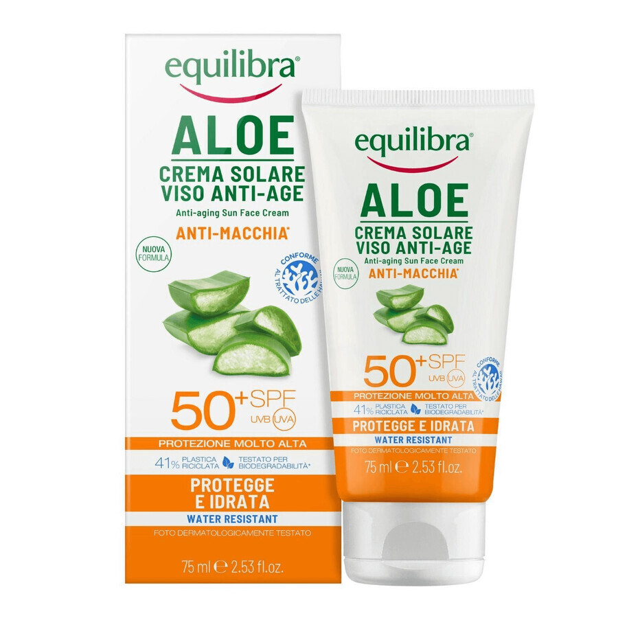 Equilibra Aloe, crème solaire anti-rides, SPF 50+, 75 ml