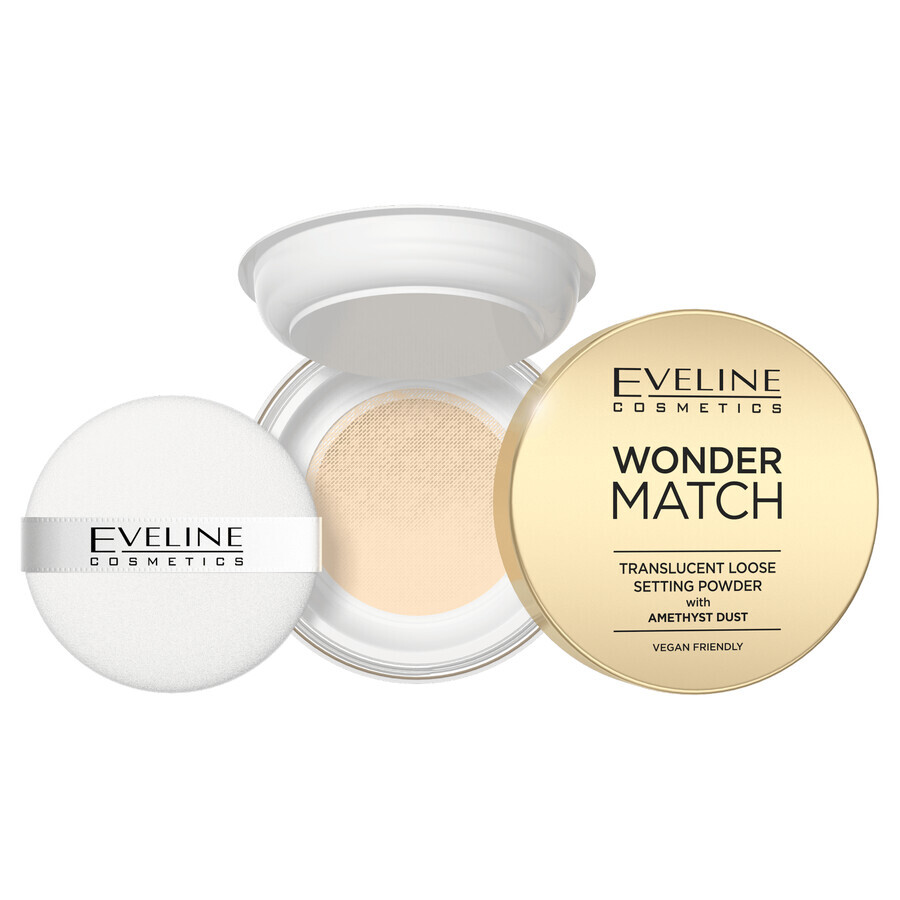 Eveline Cosmetics Wonder Match, polvos fijadores con polvo de amatista, 6 g