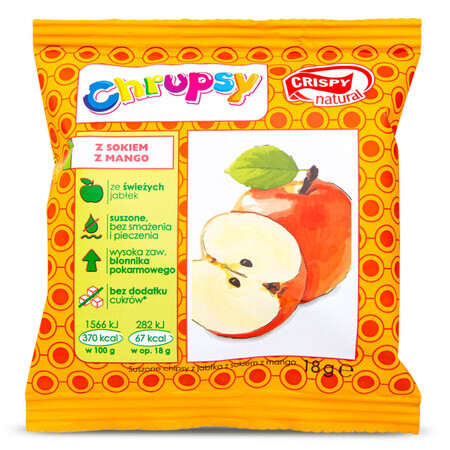 Crispy Natural Crisps, dried apple chips with mango flavor, 18 g