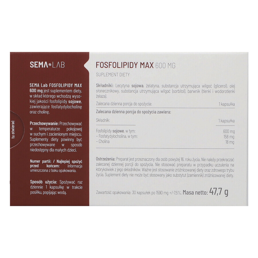 SEMA Lab Phospholipides Max 600 mg, 30 gélules