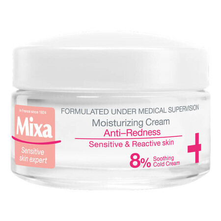 Crème hydratante anti-rougeurs pour peaux sensibles et réactives, 50 ml, Mixa