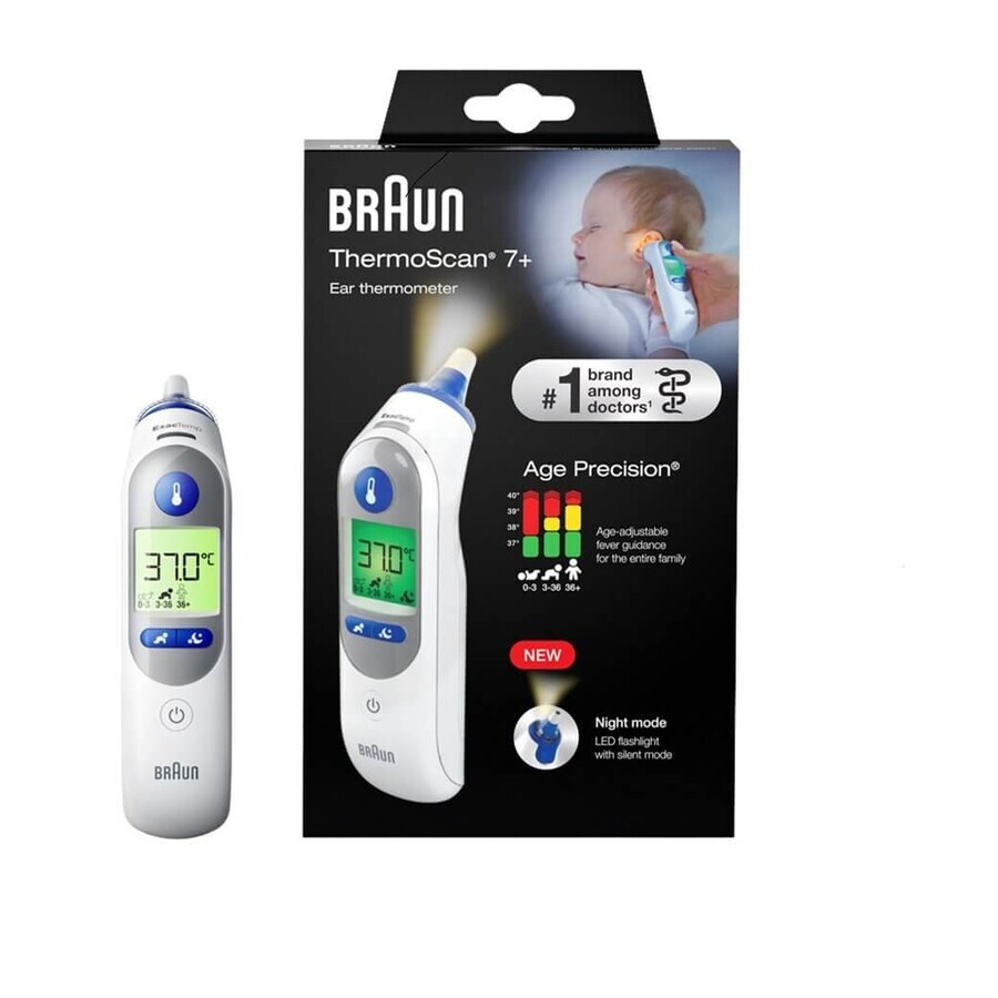 Braun ThermoScan 7+ IRT6525, thermomètre auriculaire avec précision de l'âge et mode nuit