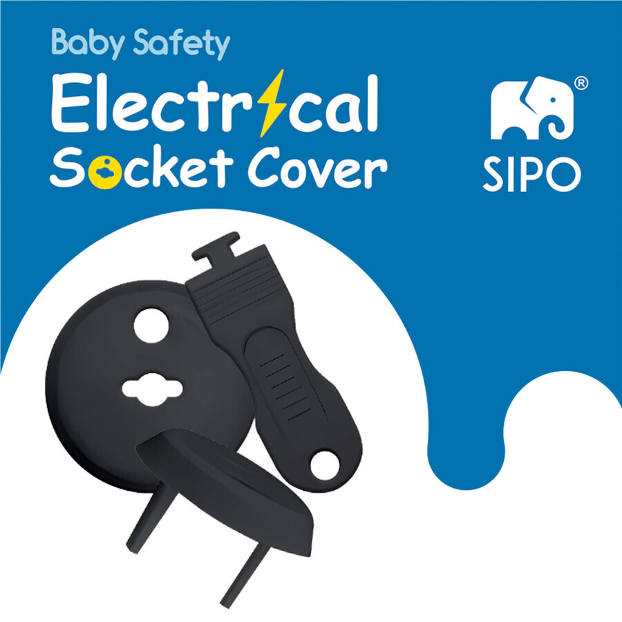 Sipo, contact protection set, socket covers, black 12 pieces