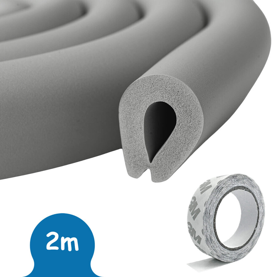 Sipo, foam tape for protecting glass furniture, U-shaped, gray, 2 meters