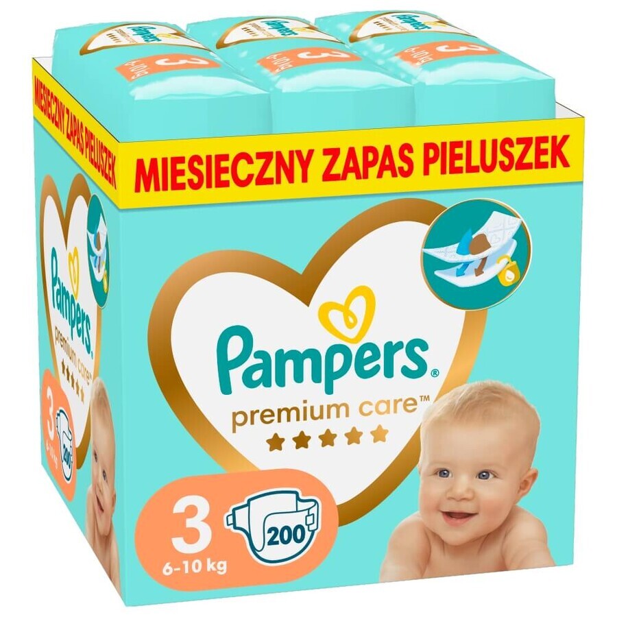 Pampers Premium Care, pañales talla 3, 6-10 kg, 200 unidades