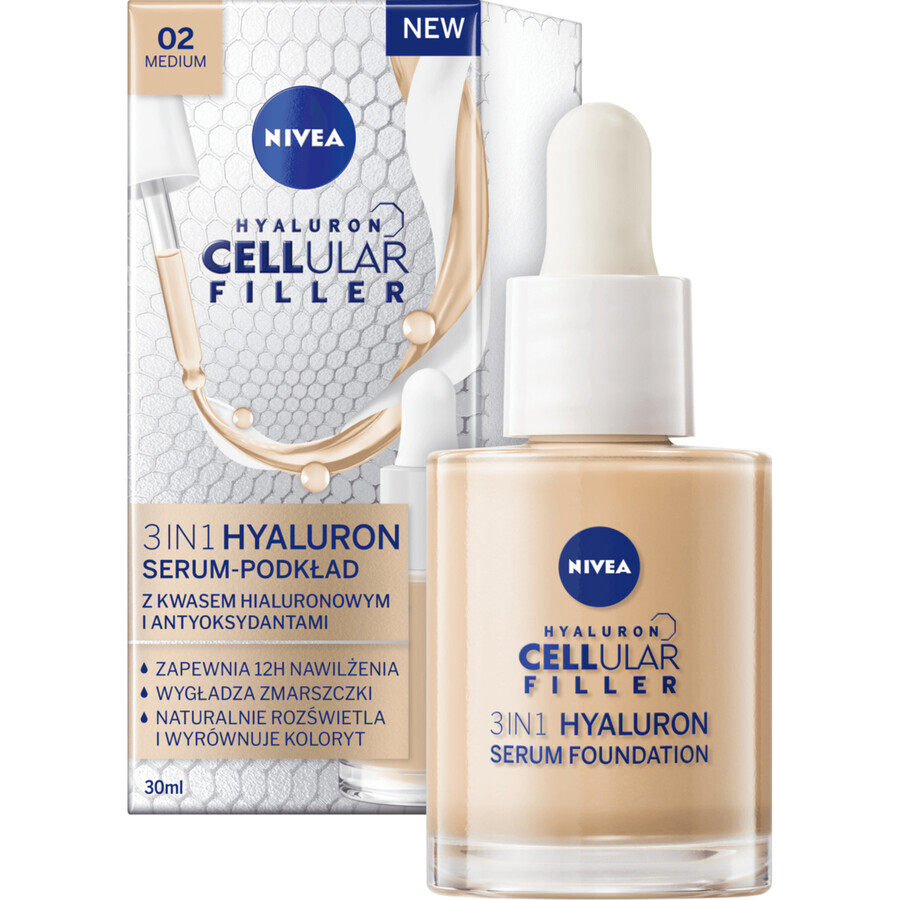 Nivea Hyaluron Cellular Filler 3in1, sérum-primer, couleur naturelle, 30 ml