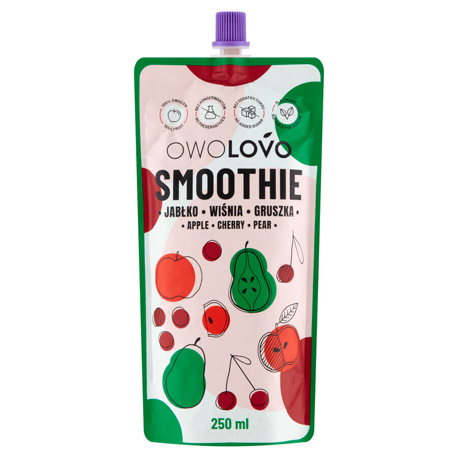 Owolovo Smoothie in tube, apples, cherries, pears, 250 ml