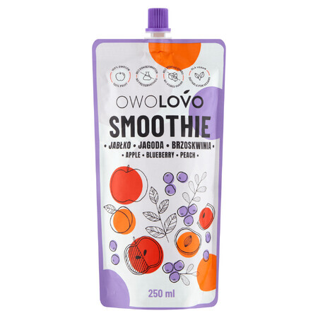 Owolovo Smoothie in tube, apples, blueberries, peaches, 250 ml