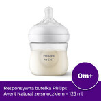 Avent Natural Response, biberon avec tétine réactive, débit 2, SCY900/01, dès la naissance, 125 ml 