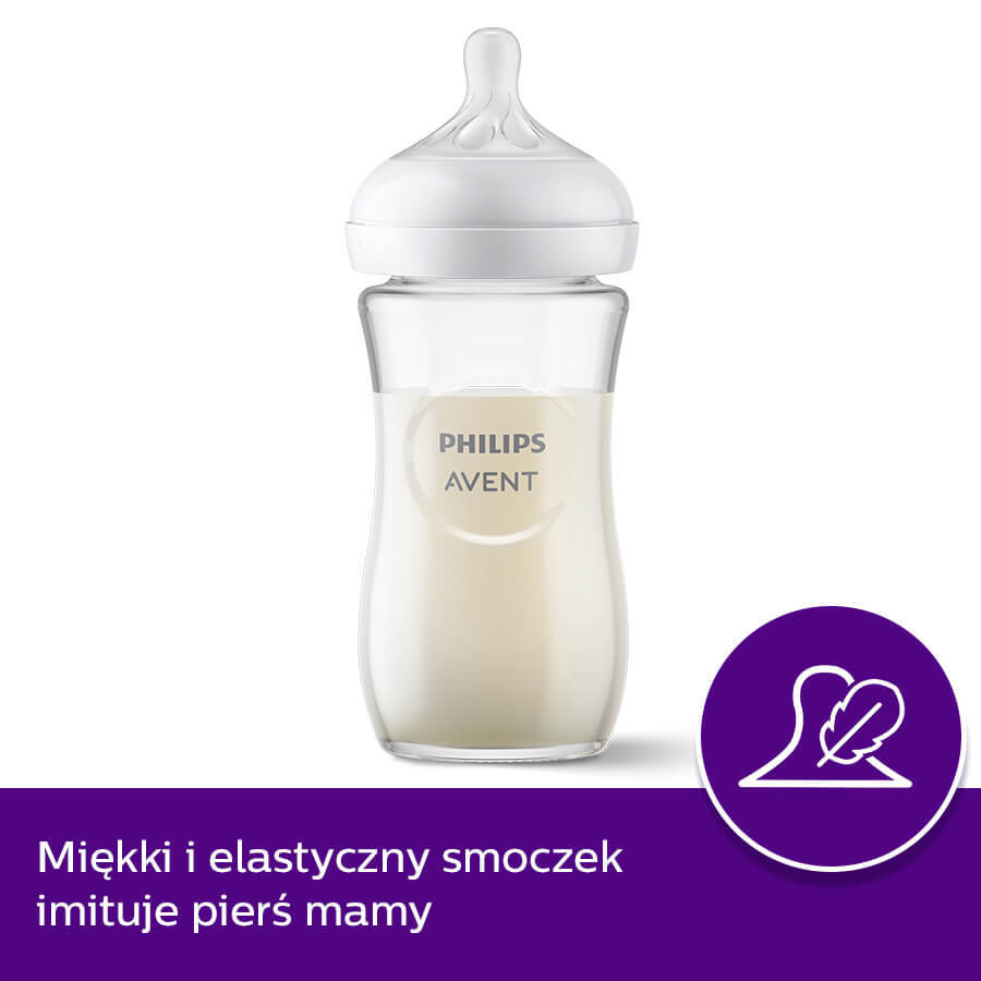 Avent Natural Response Glass Bottle with Reactive Teat Flow 3 SCY933/01 After 1 Month 240ml