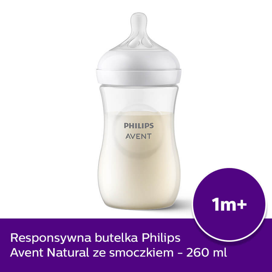 Avent Natural Response, Flasche mit ansprechendem Sauger, Durchfluss 3, SCY903/01, nach 1 Monat, 260 ml 