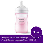 Avent Natural Response, fles met responsieve speen, roze, flow 3, SCY903/11, na 1 maand, 260 ml 