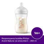 Avent Natural Response, biberon cu tetină reactivă, girafe, debit 3, SCY903/66, după 1 lună, 260 ml 