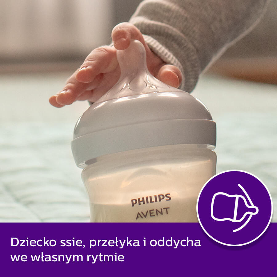 Avent Natural Response, biberon cu tetină reactivă, girafe, debit 3, SCY903/66, după 1 lună, 260 ml 