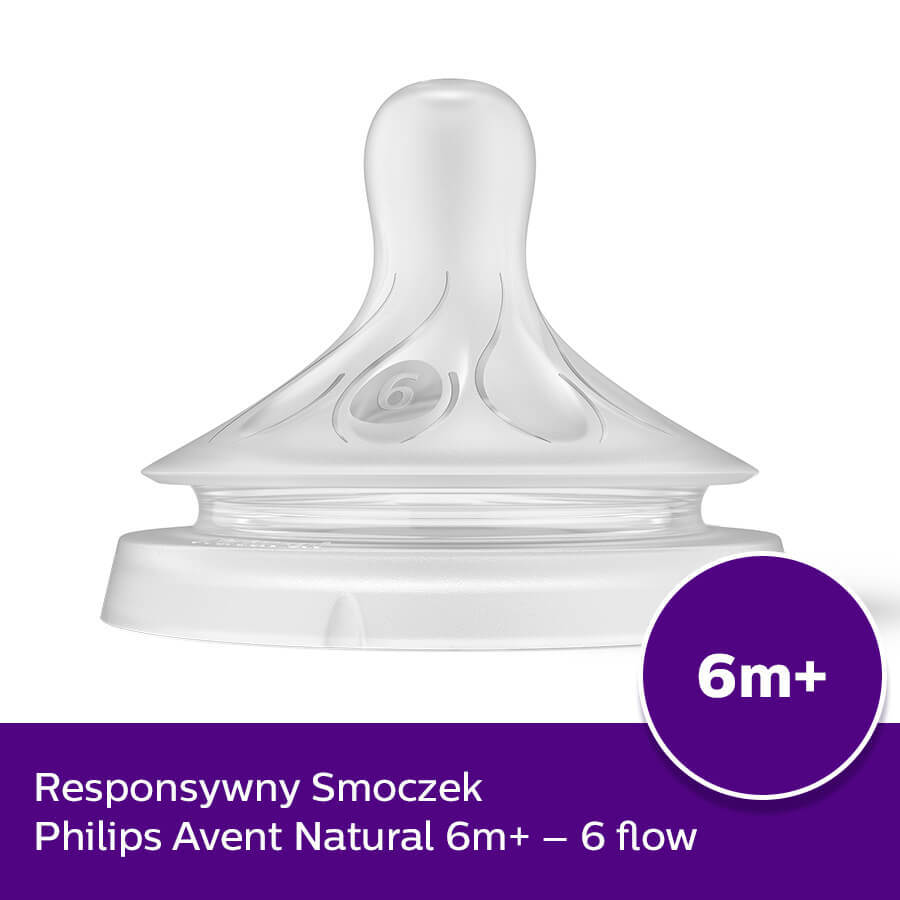 Avent Natural Response, Reactive Bottle Nipple, For Thick Foods, SCY966/02, After 6 Months, 2 Units